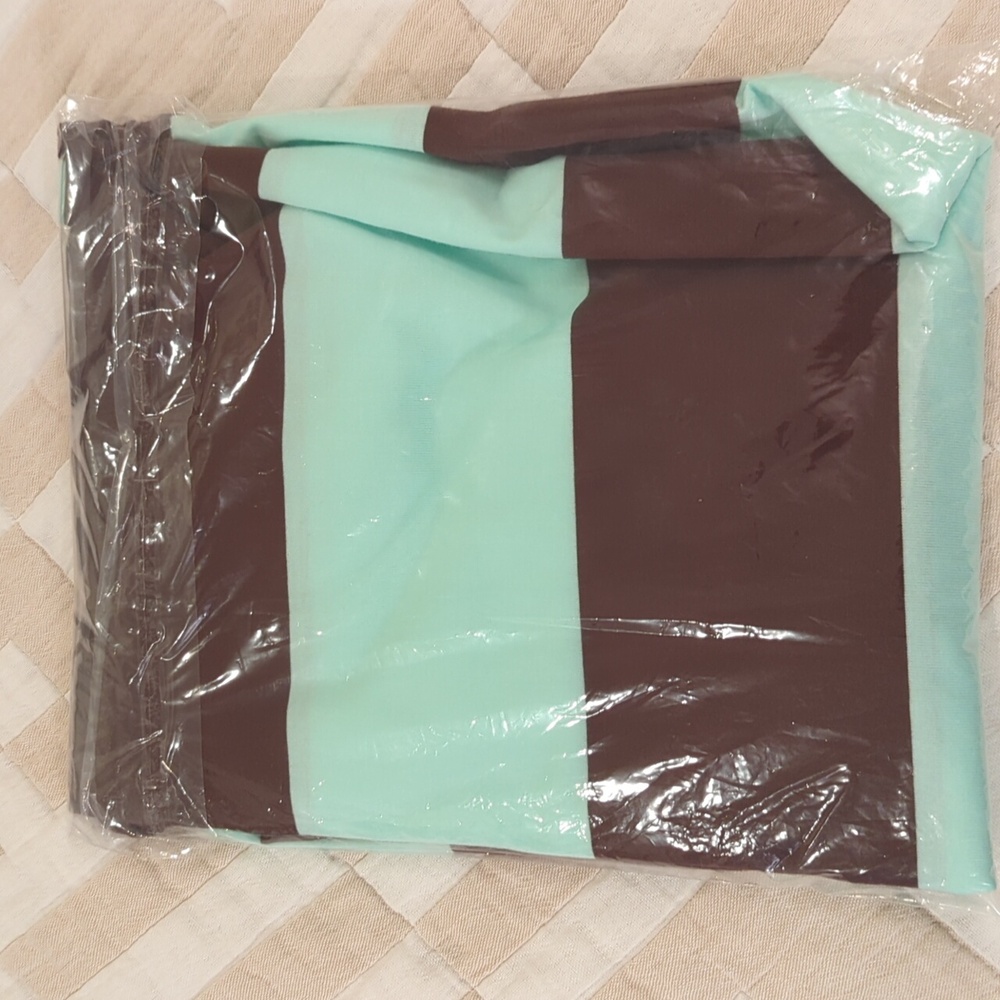 Le Bop Rory Striped Tee Mint and Brown Women's Top XXL - Picture 9 of 9